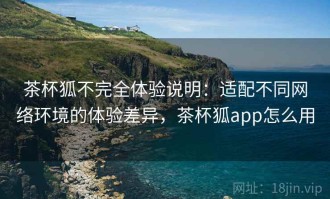茶杯狐不完全体验说明：适配不同网络环境的体验差异，茶杯狐app怎么用